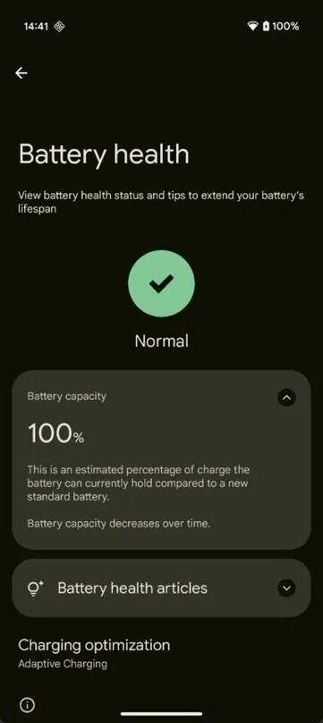 Le menu Android Battery Health se trouve sous l'onglet Battery dans l'application Settings. (Source de l'image : Android Authority)