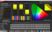 Samsung Galaxy S10+ - CalMAN : ColorChecker - Profil : Adaptatif (optimisé) : espace colorimétrique cible : DCI-P3 .