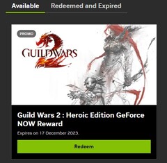 Guild Wars 2 : Heroic Edition maintenant une récompense GeForce Now (Source : Own)