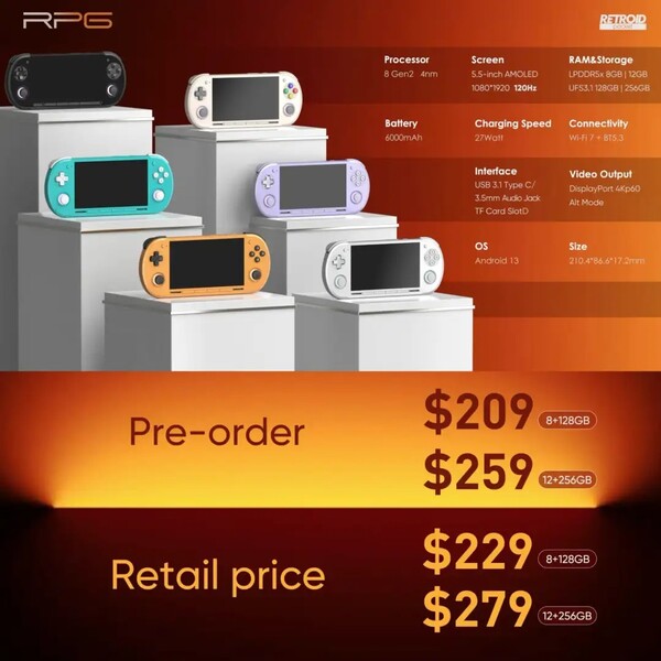 Retroid offrira une réduction de 20 $ à ceux qui précommanderont le Retroid Pocket 6. (Source de l'image : Retroid)