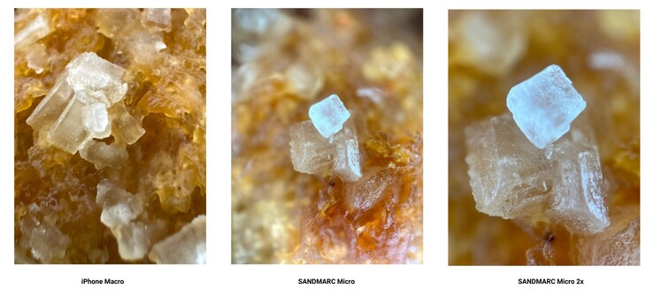 Macro standard de l'iPhone contre 40x et 80x respectivement (Image Source : SANDMARC)