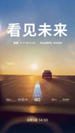 Selon une déclaration récente sur Weibo, Huawei et XPeng travaillent ensemble sur un nouveau HUD à réalité augmentée (Source : Weibo).