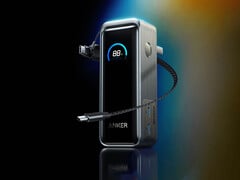 Le modèle rafraîchi est doté d'un câble USB-C en faisceau de 22 cm. Illustration : photo promotionnelle montrant l'avant du power bank. (Source de l'image : Anker - édité)