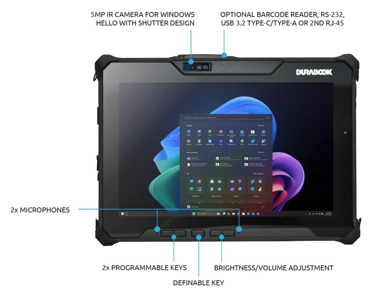 L'ordinateur portable Durabook R10 2-en-1 est doté de boutons physiques et d'un lecteur de codes-barres en option pour une utilisation dans les environnements professionnels et d'entreprise. (Source de l'image : Durabook)