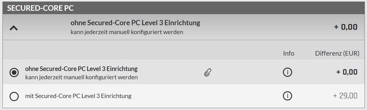 La préconfiguration Secured-Core PC Level 3 coûte 29 euros
