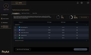 Optimisation des performances dans ProArt Creator Hub