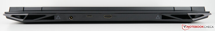 Arrière : connecteur d'alimentation, USB-C (Thunderbolt 4), HDMI 2.1