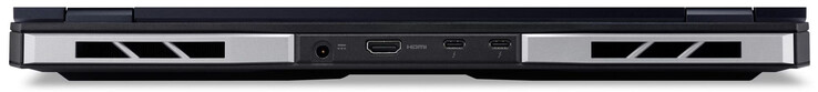 Au dos : port d'alimentation, HDMI 2.1, 2x Thunderbolt 4 (USB-C ; Power Delivery, DisplayPort)