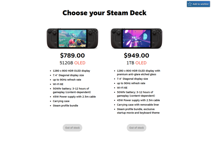 Les deux Steam Deck OLED sont maintenant en rupture de stock.