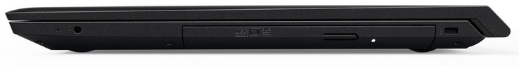 Côté droit : Combo audio, graveur DVD, emplacement de câble de verrouillage.