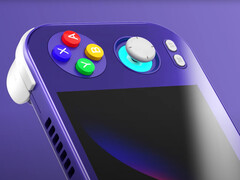Le RG476H d&#039;Anbernic dans sa couleur inspirée du Gamecube. (Source : Anbernic)