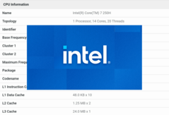 L'Intel Core 7 250H devrait être lancé dans quelques semaines aux côtés de l'Intel Core Ultra 200 series Arrow Lake. (Source de l'image : Intel/Geekbench)