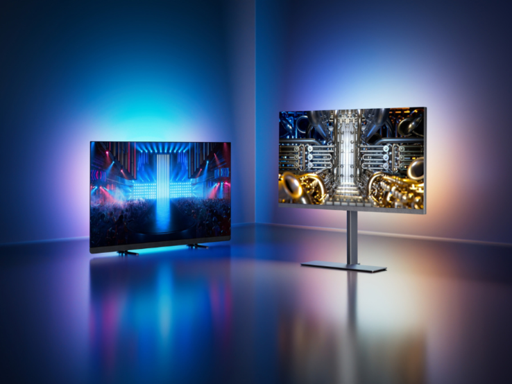 Les téléviseurs Philips OLED+909 et OLED+959 Ambilight. (Source de l'image : Philips)