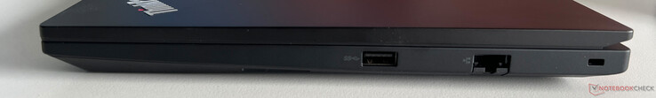 A droite : USB-A 3.2 Gen.1 (5 GBit/s), Gigabit Ethernet, fente de sécurité Kensington Nano