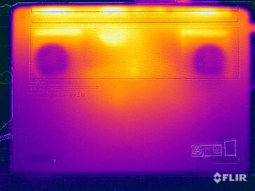 Températures de surface pendant l'essai sous contrainte (en bas)