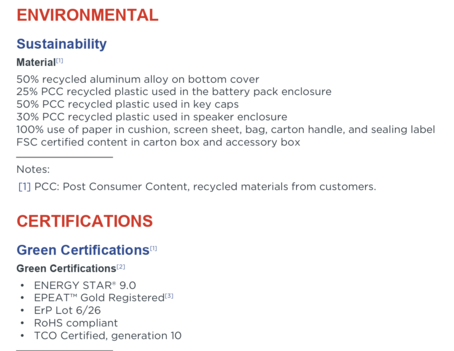 ThinkBook 16p G6 IRX Sustainability (Source : Lenovo)