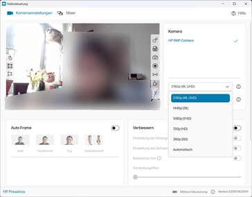 Contrôle de la webcam dans myHP