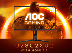 L&#039;AOC Gaming U28G2XU2 possède une dalle de 28 pouces avec un taux de rafraîchissement de 144 Hz. (Image source : AOC)