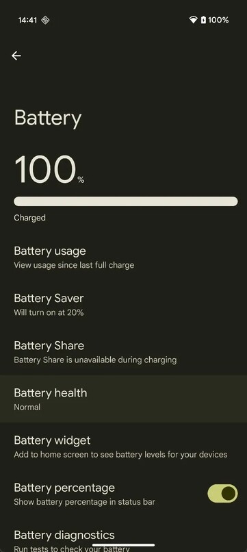 La fonction Santé de la batterie indique aux utilisateurs l'état de leur batterie par rapport à une batterie standard neuve. (Source de l'image : Android Authority)