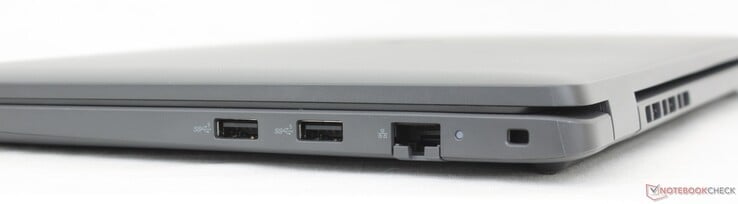 À droite : 2x USB-A 3.2 Gen. 1, Gigabit RJ-45, verrou en forme de coin