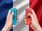 Les manettes Joy-Con de la Switch montrées avec le drapeau français