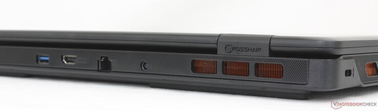 Arrière : USB-A 3.2 Gen. 1, HDMI 2.1, RJ-45 (1 Gbps), adaptateur CA