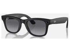 Modèle Ray-Ban Meta Gen 2 noir, vu de face sur fond blanc, avec la caméra et la LED de capture situées dans les coins avant