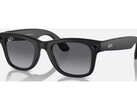 Modèle Ray-Ban Meta Gen 2 noir, vu de face sur fond blanc, avec la caméra et la LED de capture situées dans les coins avant