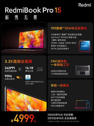 RedmiBook Pro 15. (Source de l'image : Xiaomi)