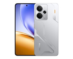 Le Realme 14 5G, ici dans le coloris Mecha Silver, peut être immergé dans l&#039;eau jusqu&#039;à 2,5 mètres de profondeur pendant 30 minutes (Image source : Realme)