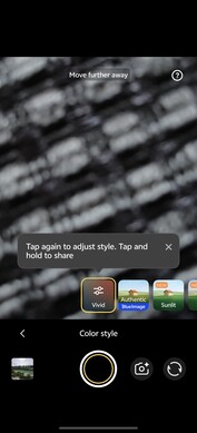 Interface utilisateur de l'appareil photo
