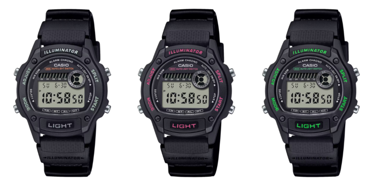 De gauche à droite : les Casio W220H-1AV, W220H-1A2V et W220H-1A3V. (Source de l'image : Casio)
