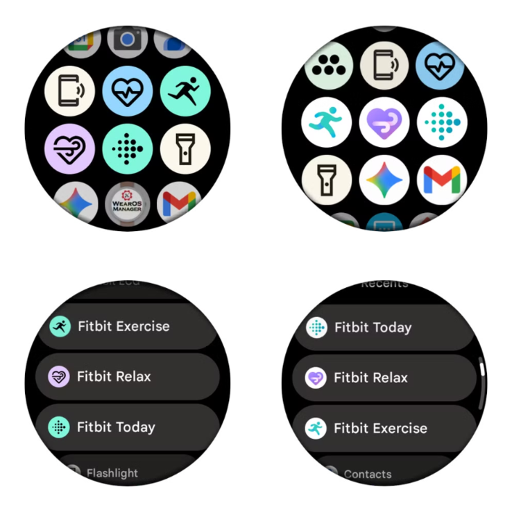 L'ancienne (à gauche) et la nouvelle (à droite) icônes de l'application Fitbit pour WearOS. (Source de l'image : Android Police, édité)