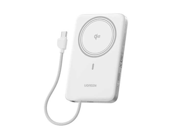 La banque d'énergie magnétique ultra-mince Ugreen MagFlow Air Qi2 en blanc