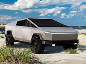Le Cybertruck bat sa propre gamme avec des pneus tout-terrain (image : Tesla Baltic)