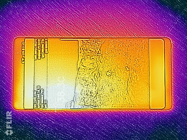Les températures de surface du Samsung Galaxy Note 8, mesurées avec une caméra infrarouge Flir One.