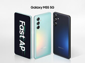 Samsung a conçu le Galaxy M55 dans des finitions vertes et bleues (Source de l'image : Samsung)