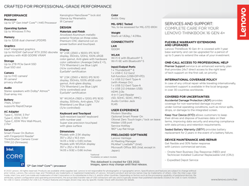 Lenovo ThinkBook 16 G4+ - Spécifications. (Image Source : Lenovo)