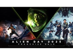 Une image promotionnelle d&#039;Alien Day 2025 sur Steam, présentant les couvertures d&#039;Alien Isolation, Aliens Dark Descent et Alien Rogue Incursion. (Source de l&#039;image : Steam)
