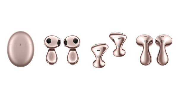 Les Huawei FreeBuds 6 en or rose. (Source de l'image : Huawei)
