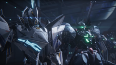 Capture d'écran de Mecha Break montrant des méchas prêts au combat