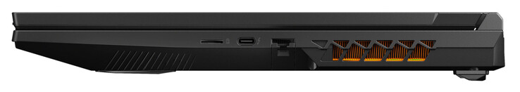 Côté droit : Lecteur de carte microSD, Thunderbolt 4 (USB-C ; DisplayPort), Gigabit Ethernet