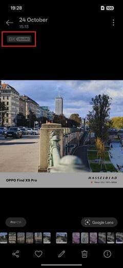 Dans la galerie photo, les images de 50MP sont étiquetées comme 8K Ultra HD.