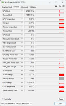 GPU-Z : Nvidia GeForce RTX 4060 GPU pour ordinateur portable