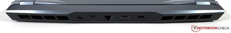 Arrière : Mini DisplayPort, USB-C (4.0 avec Thunderbolt 4), Ethernet (2,5 Gb/s), HDMI 2.1, alimentation électrique