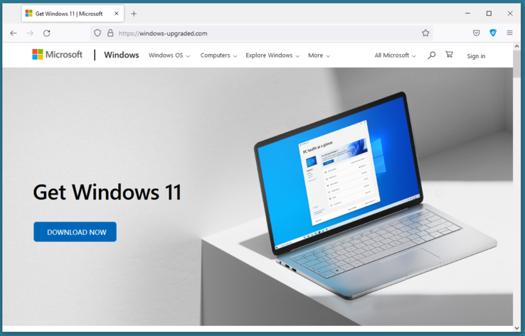 Un site Web douteux de mise à niveau de Windows 11 contient le malware RedLine Stealer. (Image : HP Threat Research Blog)