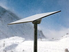 La parabole résidentielle Starlink dans une tempête de neige. (Source de l&#039;image : Starlink)
