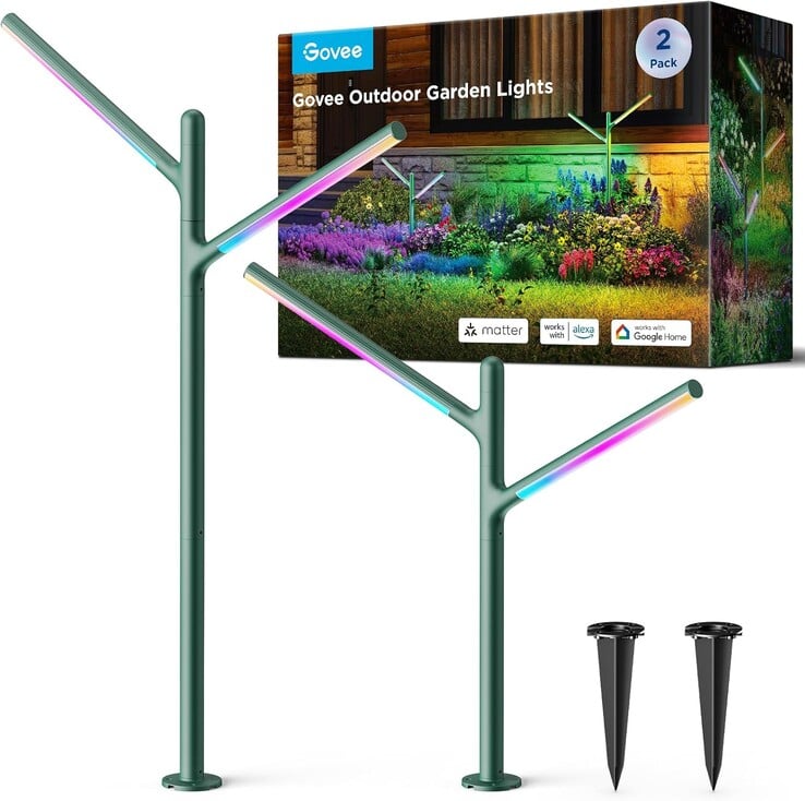 Les lampes de jardin extérieures de Govee. (Source de l'image : Govee)
