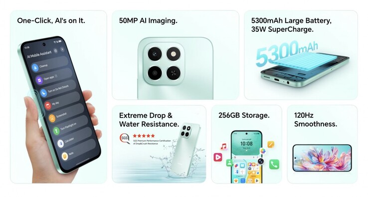 Les principales caractéristiques du Honor X6c (Image source : Honor)