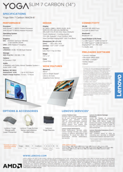 Lenovo Yoga Slim 7 Carbon - Spécifications (Image Source : Lenovo)